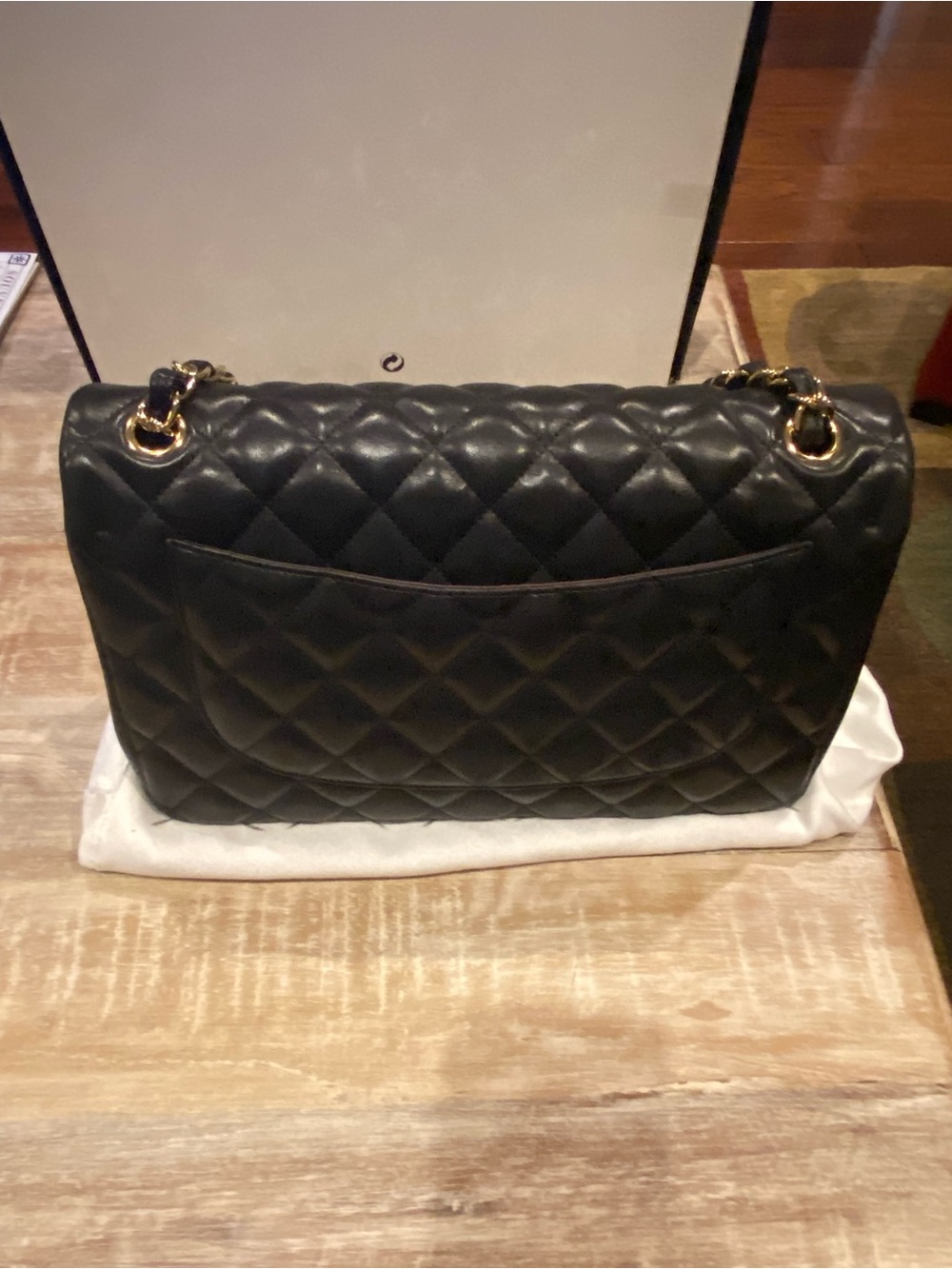 $12600 CHANEL Black Quilted double flap Shoulder Bag with Gold Chain and CC Lock - Picture 5 of 16